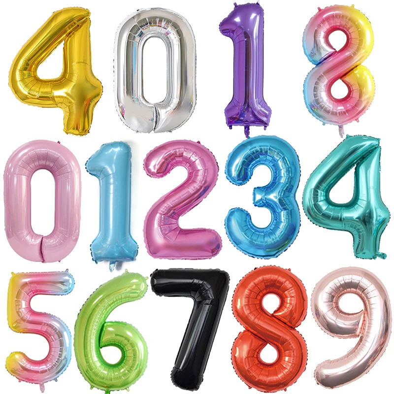 NEW 40Inch Foil Birthday Balloons 0-9 Helium Number Balloon Happy Birthday Wedding Party Decorations Shower Large Figures Globos