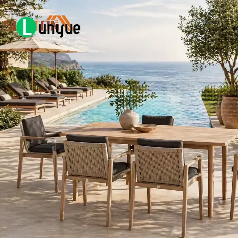 Outdoor Rattan Wicker Patio Dining Table Set Garden Restaurant Furniture Weather Resistant PE Wicker Tea Table for Outdoor