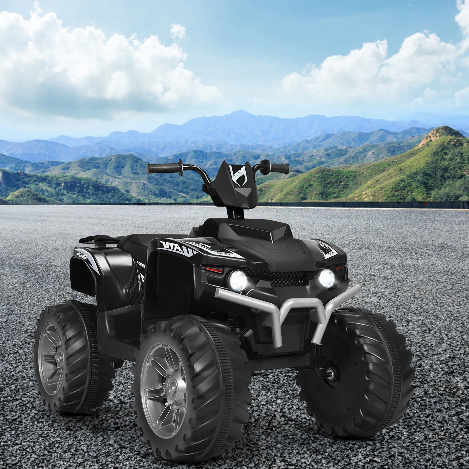 12V Kids 4-Wheeler ATV Quad Ride On Car w/ LED Light & Music Black