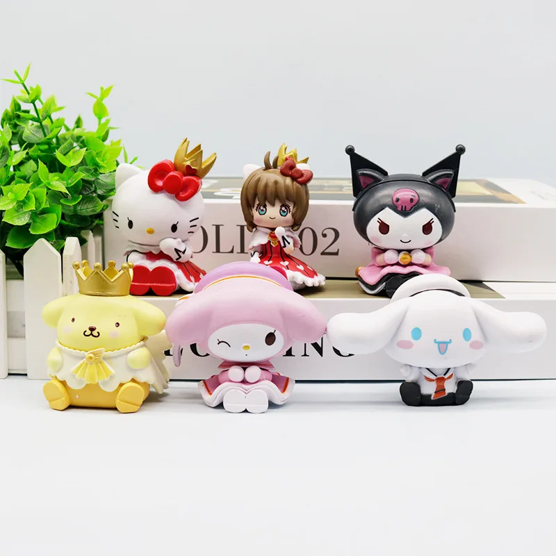 サンリオのかわいいキティちゃんフィギュア、クロミ、ユグイ犬、さくらの座り人形、エッグトイ、ガチャガチャの飾り