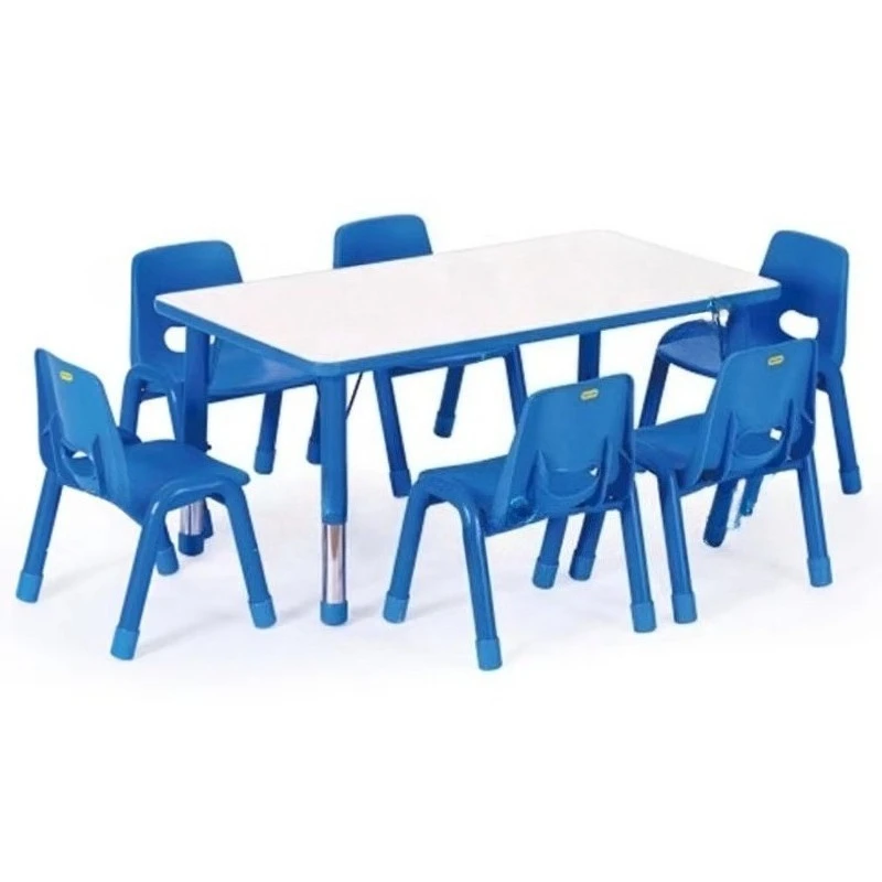 Fire-proof Plate Rectangular Adjustable Preschool Tables and Chairs for Kids