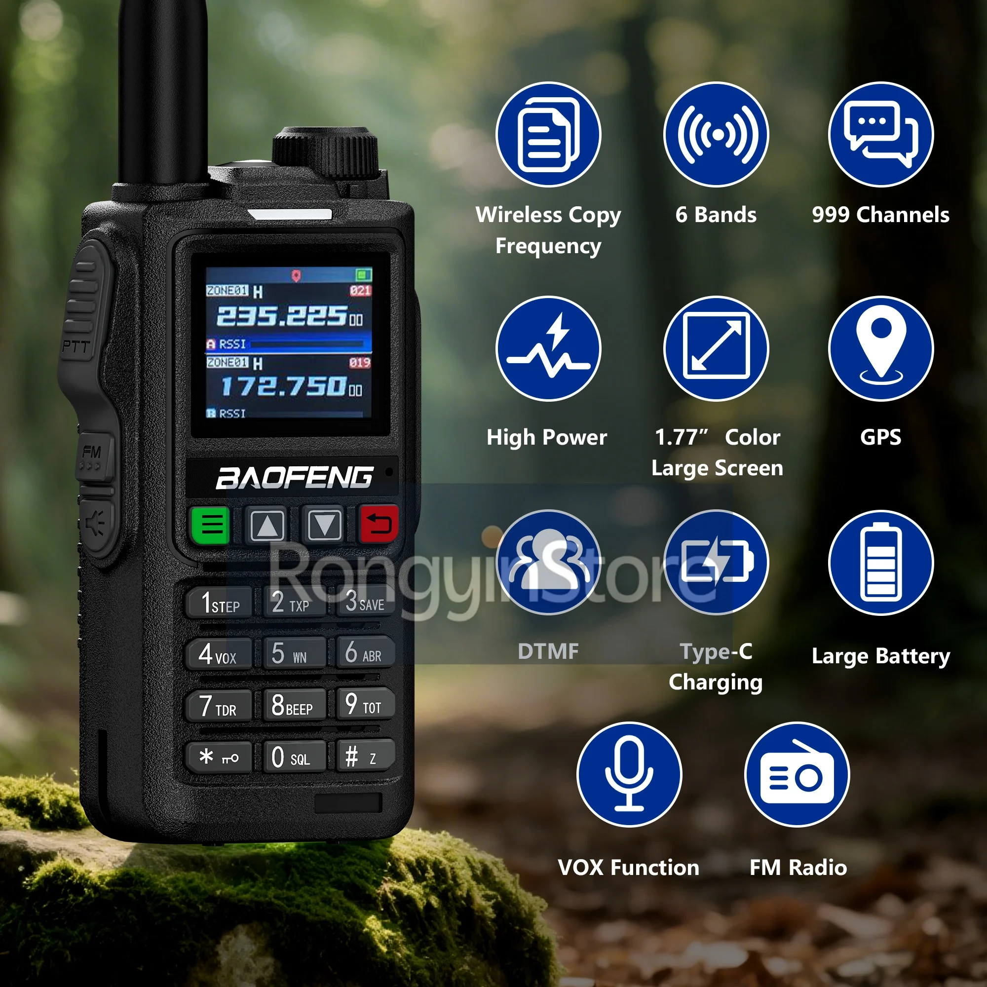 BAOFENG UV-18H GPS 6-bands hamradio NOAA USB-C/desktop opladen Tweerichtingsradio Lange afstand Draadloze kopieerfrequentie Walkie-talkies