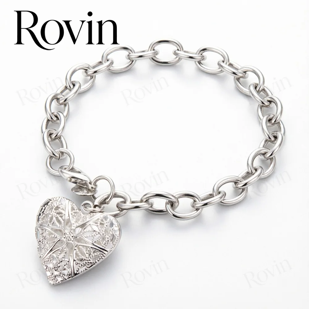 Women's Exquisite 18K Gold 8-Inch Heart Tag Bracelet – Stylish Jewelry for Weddings and Parties