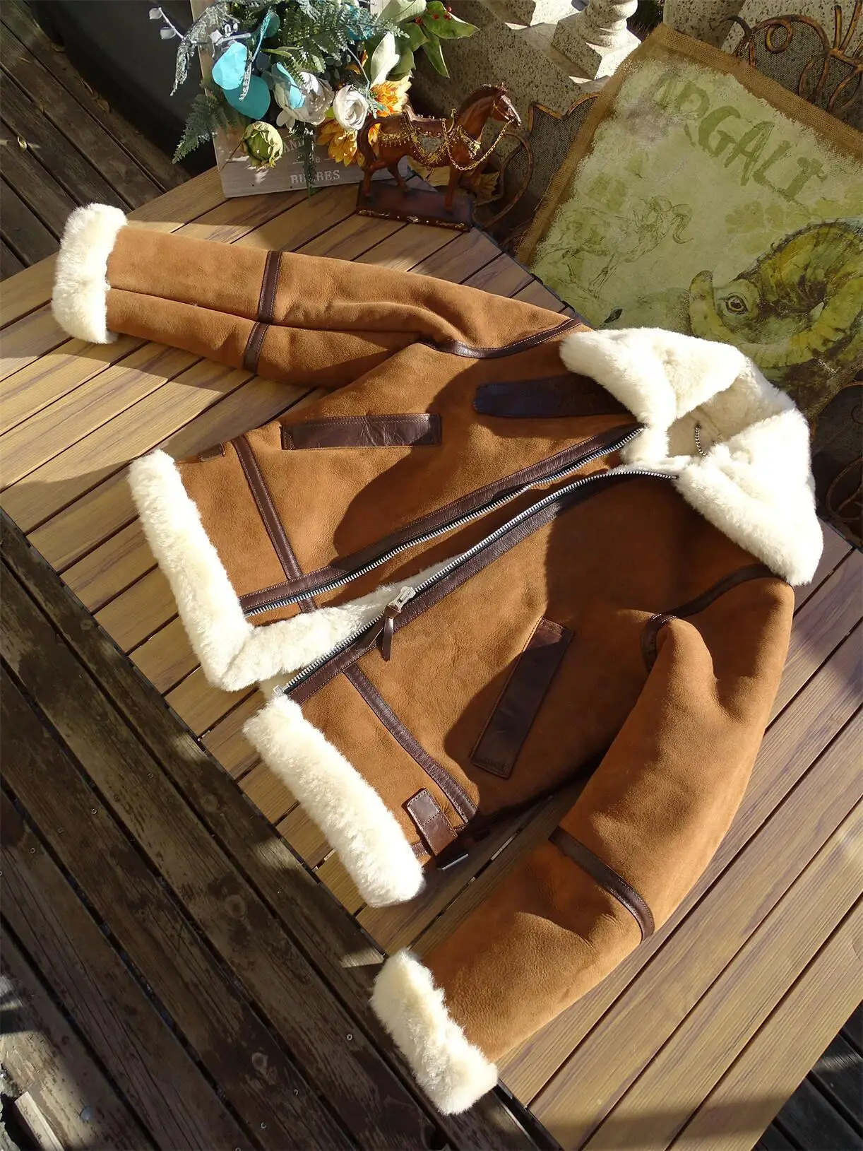 

Tailor Brando Новая Зеландия Merino Shearling Мужская теплая куртка-авиатор из натуральной шерсти Зимняя кожаная куртка