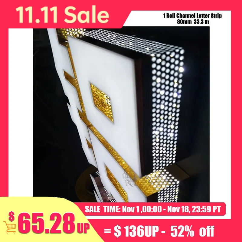 1 Roll Side-Light Aluminum Plate Perforated Channel Letter Strip with Holes Handmade Illuminated Sign-Making Material 80mm