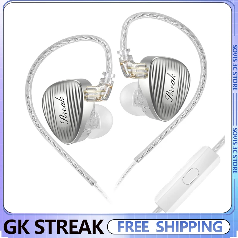 

Наушники-вкладыши GK Streak Hi-Fi с динамическим драйвером KUN и двойным планарным драйвером Micro Planar, со съемным кабелем, для Fps Delta