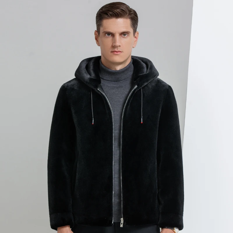 

YN-218 Winter Warm Coat Fur Coat Men's Hooded Casual Gold Mink Jacket Coat High grade Fur Men's Fashion Trend Casual Youth Style