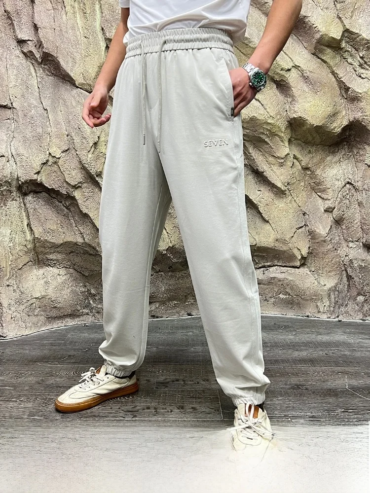 

Повседневные брюки из ткани Air Layer для мужчин, весенне-осенние, модные, хлопковые, приятные для кожи, дышащие