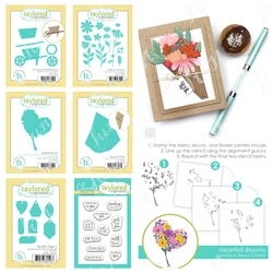 Bouquet Wrap Cut Flowers Cutting Dies Heartfelt Blooms Clear Stamps Stencils Templates Farmhouse Wheelbarrow Die DIY Scrapbook