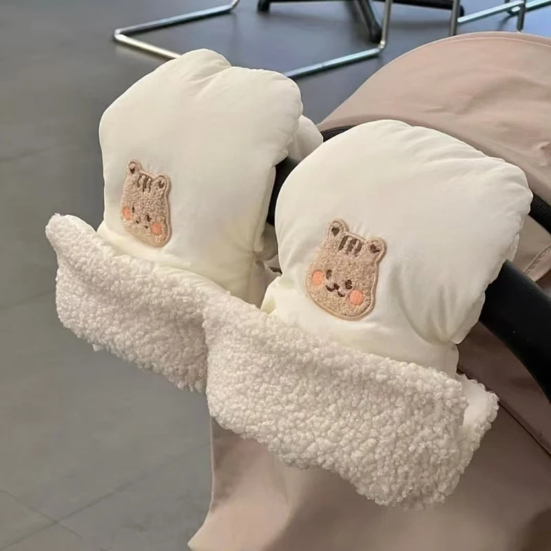 Winter Baby Stroller Gloves Are Cute Windproof Warm And Thickened Velvet Handle Gloves