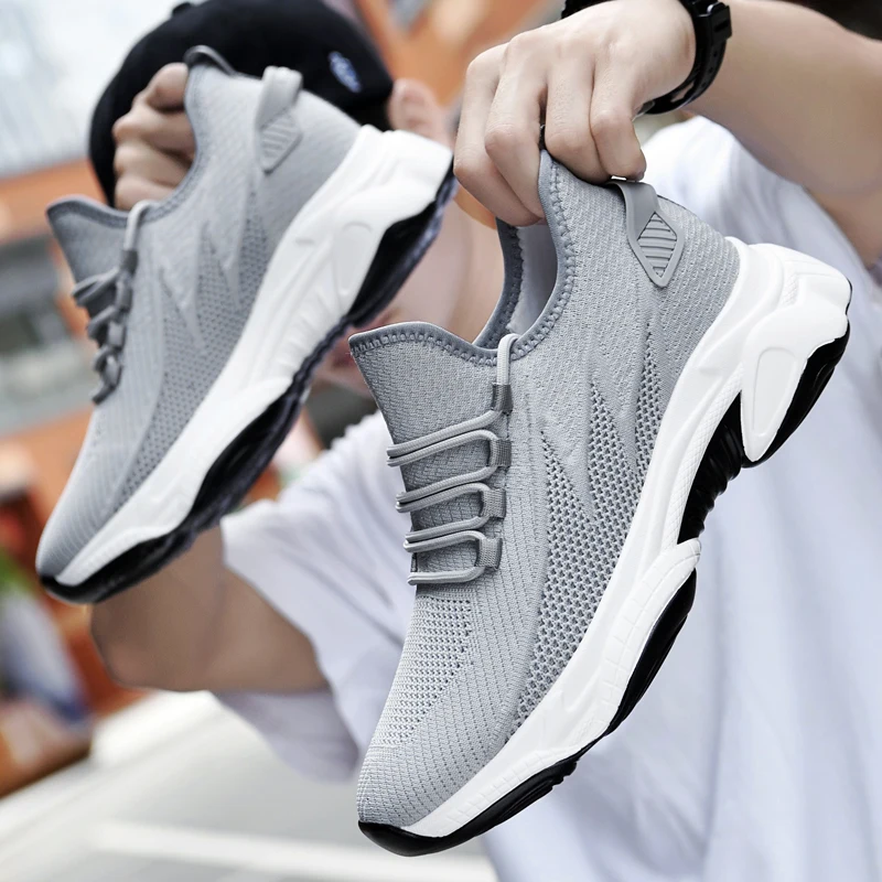 Men 10cm Height Increase Sneakers Breathable Mesh Elevator Shoes Outdoor Casual Running Shoes Lace-Up Soft Sole