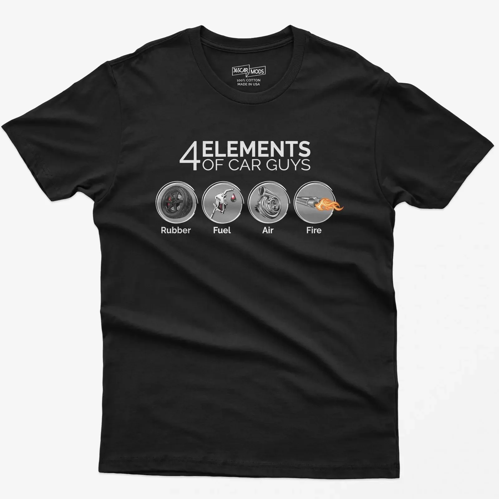 4 Elements Car Guy T-Shirt, lustiges Design für Auto-Enthusiasten, Vintage-Look, leicht gewaschen, bequemes, modisches Oberteil für den täglichen Gebrauch.
