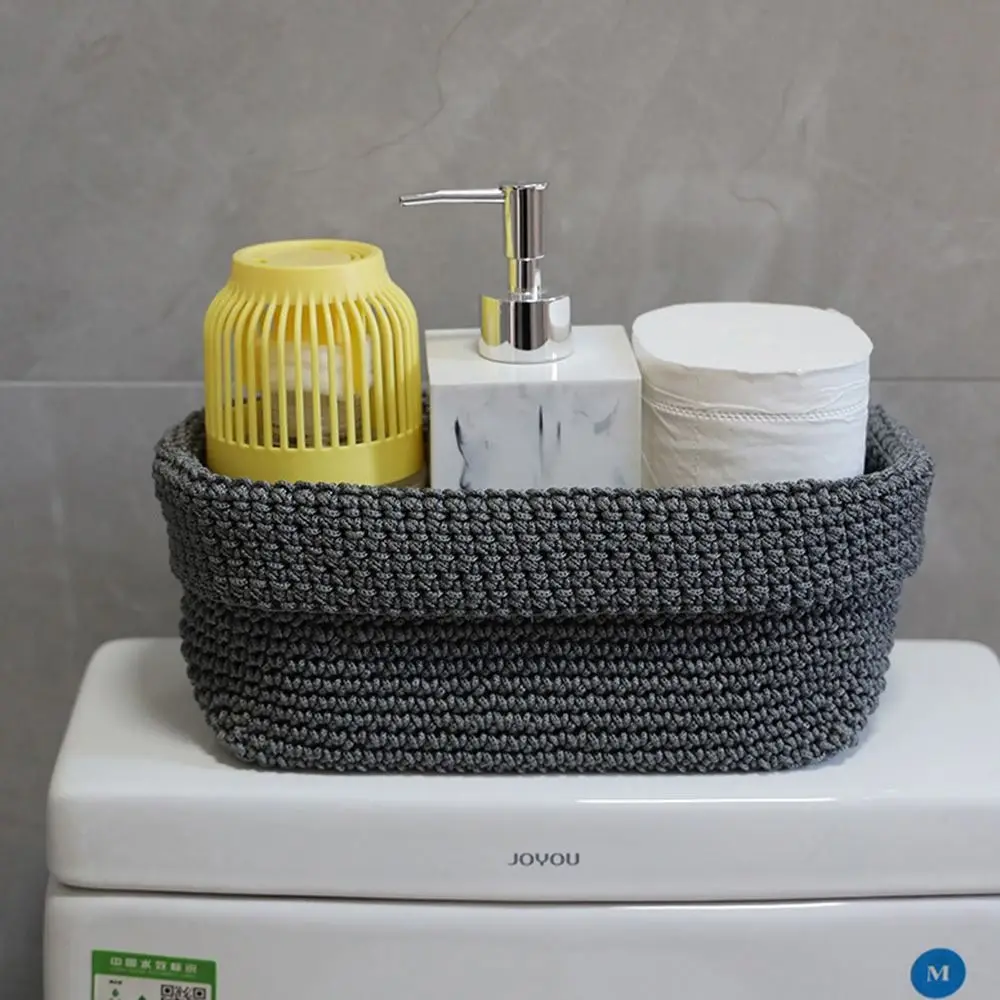 Weaving Storage Basket Rectangle Nordic Ice Silk Thread Fruit Basket Multicolor Large Capacity Sundries Bin