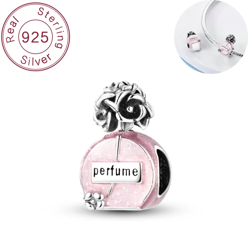 Beliebte Charm-Perlen-Anhänger 925 Reines Silber Kamelie Parfüm-Armband Damen DIY Schmuck Geschenke