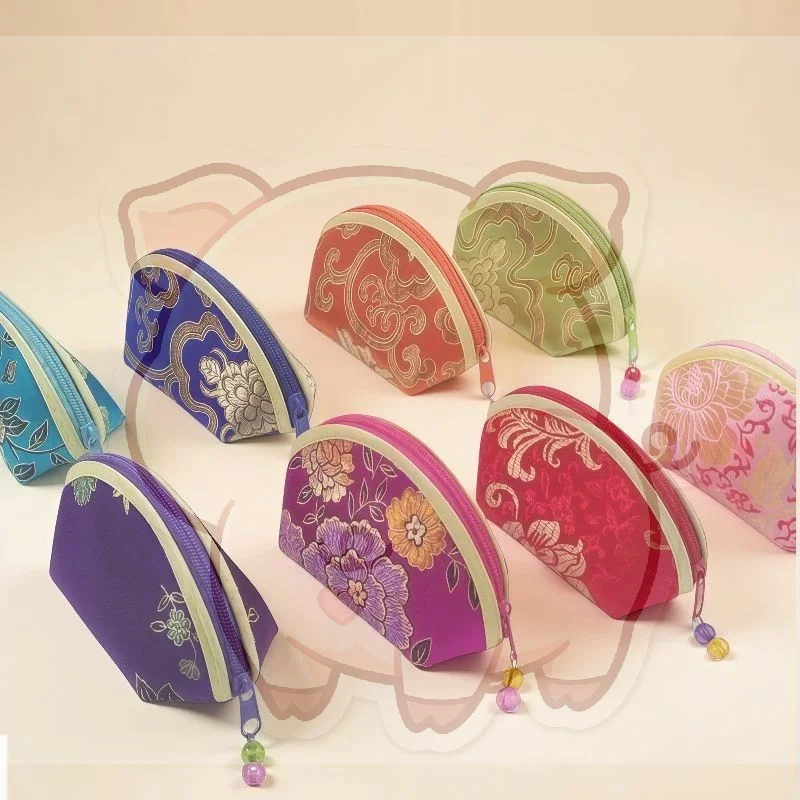 Cloth Zip Embroidery Multi Color Necklaces Case Gift Pouch Women Jewelry Bag