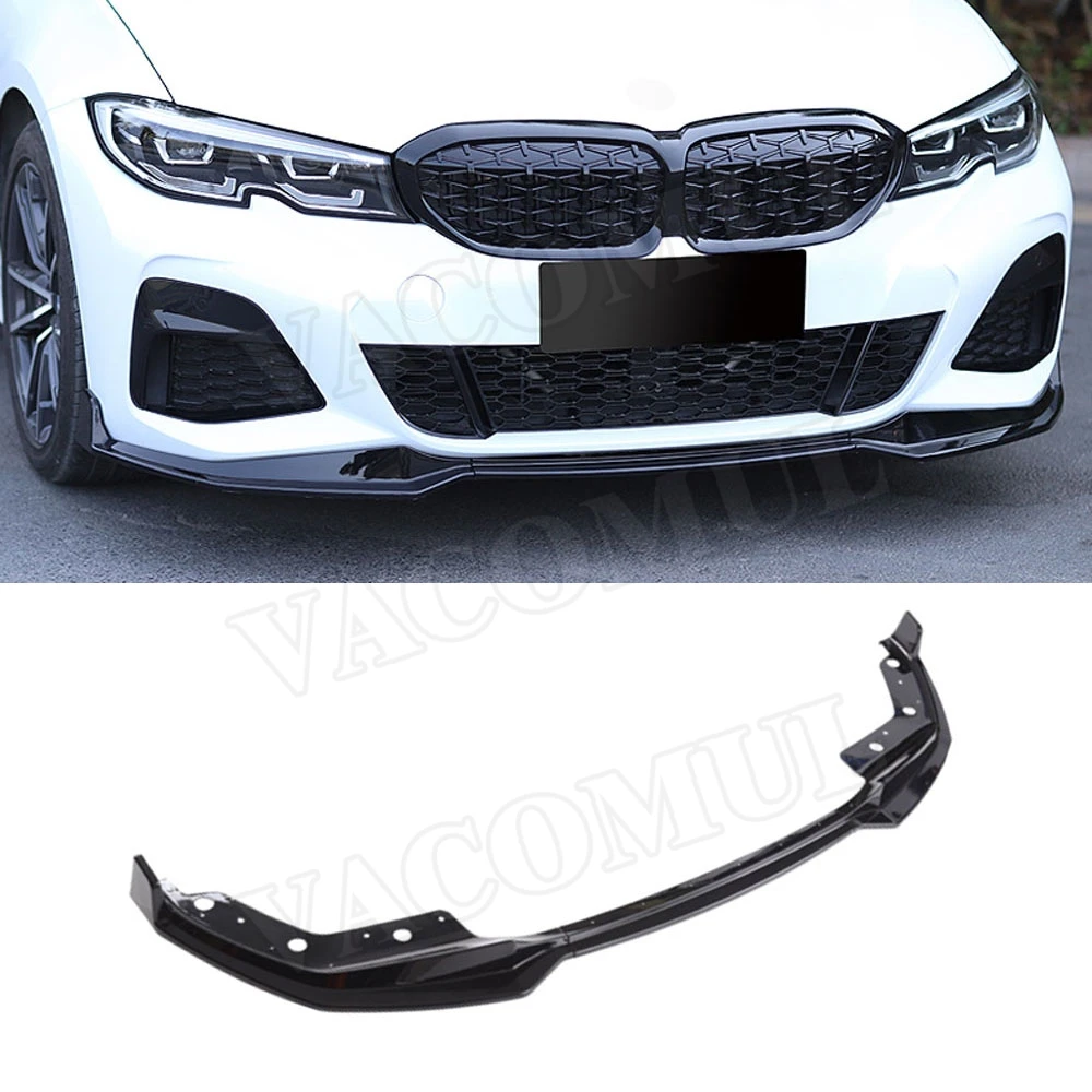 VACOMUL 3 PCS/Set ABS Black Carbon Look Front Lip Chin Splitters Spoiler For BMW 3 Series G20 2019 2020 MP Style Bumper Guard