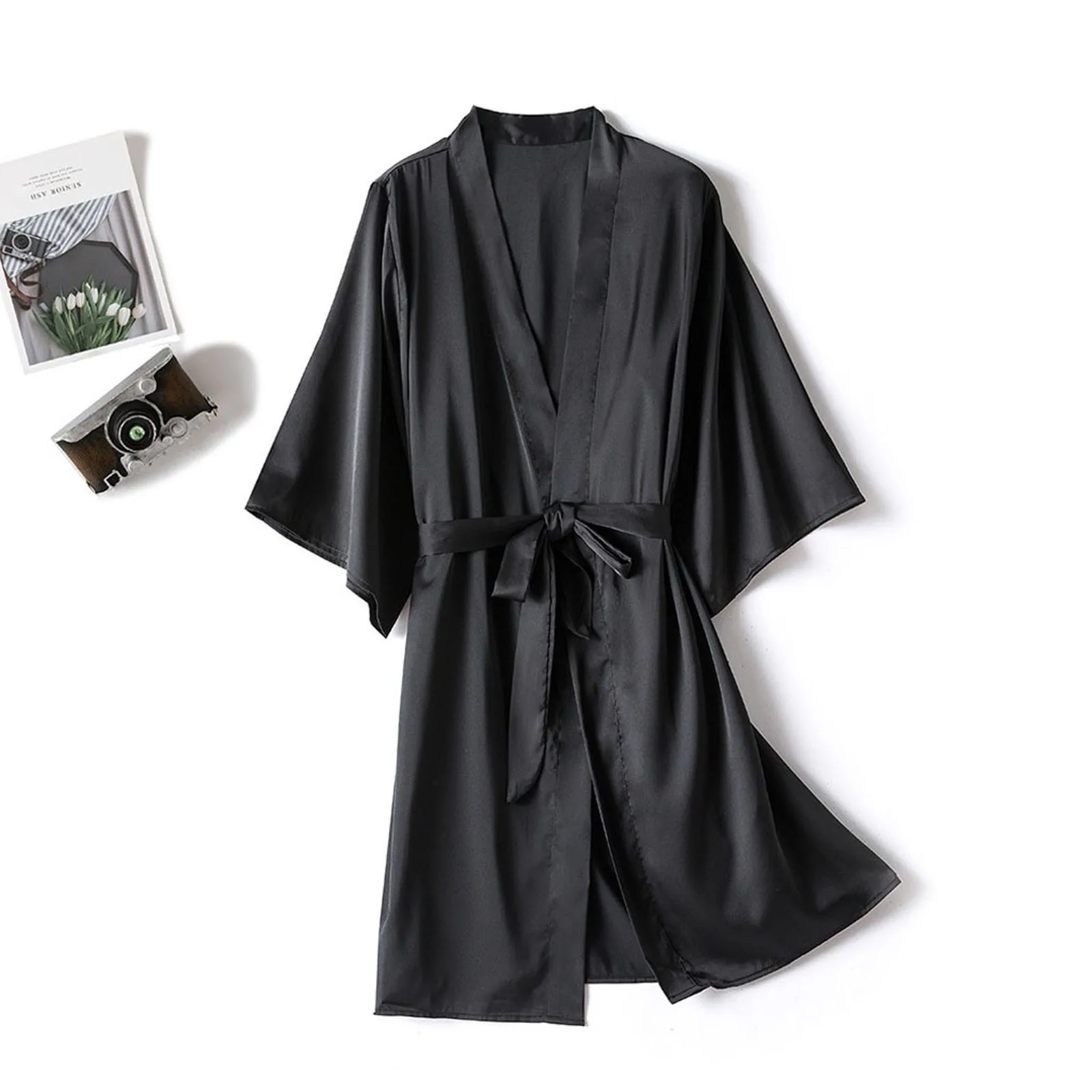 

Kimono Bathrobe Gown Female Robe Set Satin Sleepwear Casual Nightgown Bridal Wedding Gift Sexy Nightwear Intimate Lingerie