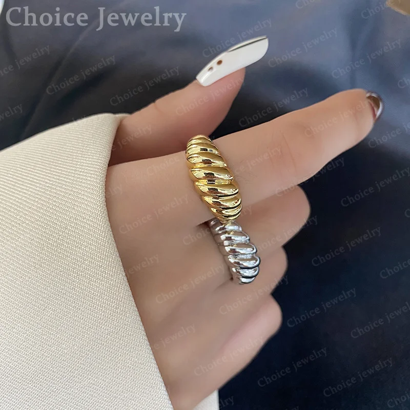 925 Sterling Silver Gold Texture Open Ring For Women Men Fashion Jewelry Charm Noble Grace Wedding Accessories
