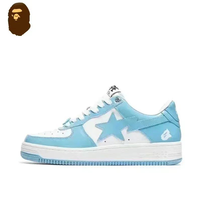 Original Bape Sta Men Women Patent Leather Unisex Fashion Shoes Bapesta Comfort Breathable Low Top Skateboarding Casual Sneakers