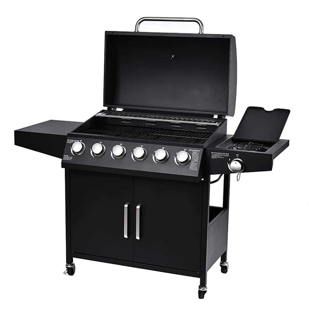 Grill Factory Portable Propane Gas Grill with 6+1 Burner Premium Quality for Garden Outdoor Cooking BBQ Grills Style