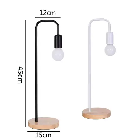 लोफ्ट विंटेज डेस्क लैंप E27 काले सफेद लोहे की छड़ अमेरिकी देहात लकड़ी के टेबल लैंप नॉर्डिक बेडसाइड रीडिंग प्रकाश जुड़नार 8 best sales काला टेबल लैंप - №1
