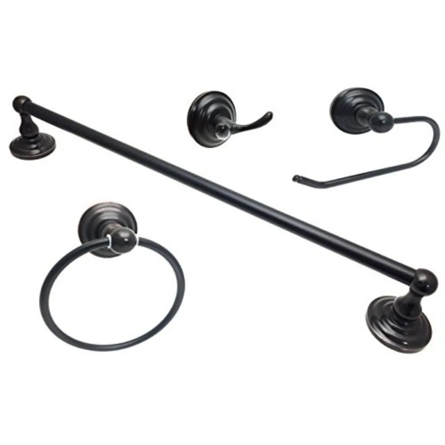 

Colester Direct 4 Pcs Bathroom Hardware Accessory Set with Euro Tet Paper Holder and 24" Towel Bar