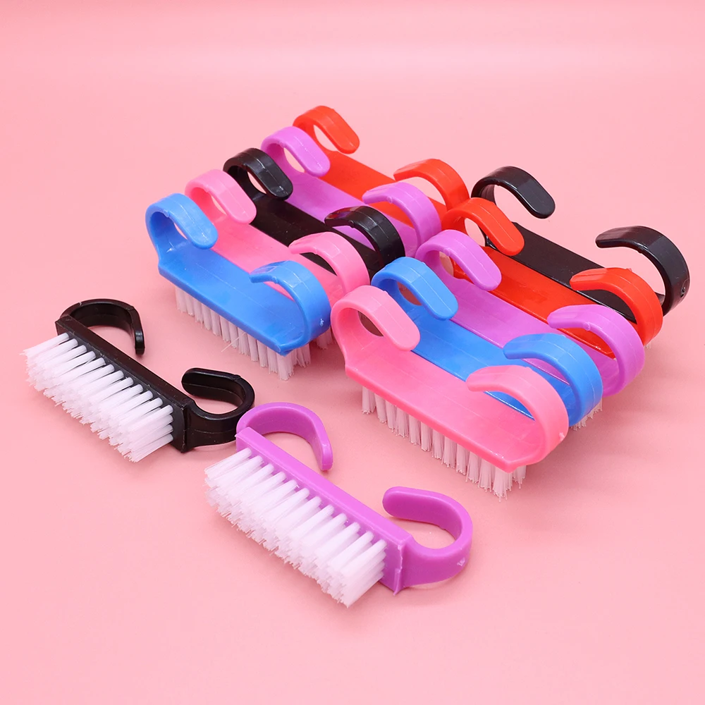 100 قطعة أدوات تنظيف فرشاة الأظافر الملونة البلاستيك منظف الغبار فرش مسمار الفن باديكير مسحوق لينة مزيل أدوات مانيكير