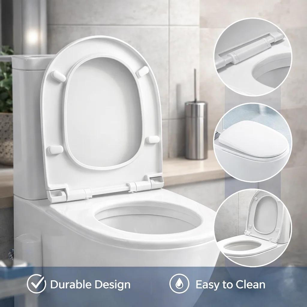 

Premium Grade Toilet Lid, Quiet Close Toilet Seat, Universal Fit for All Application Scenes