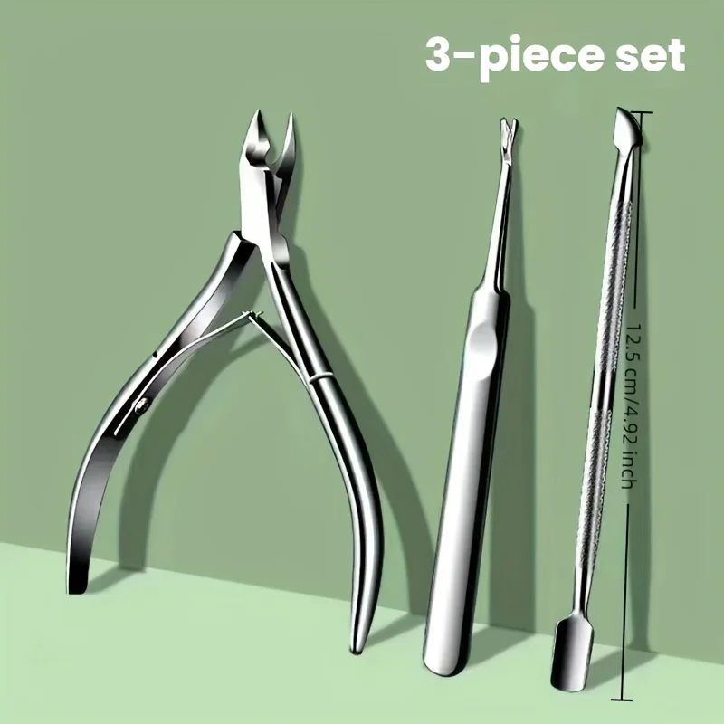 3 قطعة الفولاذ المقاوم للصدأ مسمار أداة مجموعة مقص الجلد الميت تقشير البشرة الكالس التشذيب مسمار المقص الصلب مخروط ملف الأظافر مجموعة #1