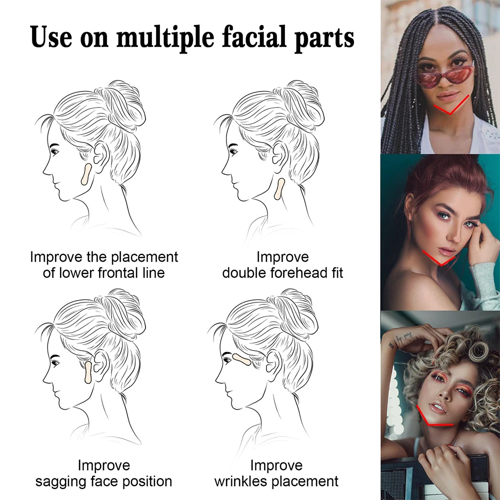 100 قطعة ملصقات وجه رقيقة غير مرئية خط الوجه التجاعيد جلد رقيق على شكل حرف V شريط شد الوجه سكوتش أدوات تجميل شد الوجه