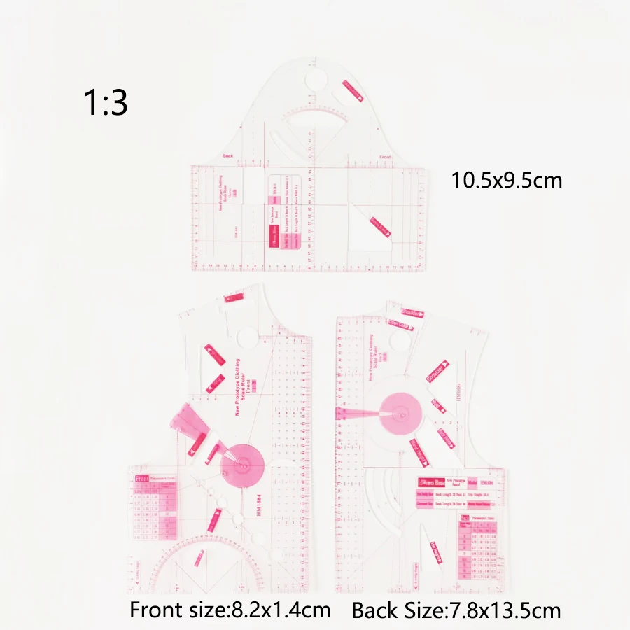 Fashion Design Ruler Cloth Design Female coat School Student & Small doll Cloth Drawing Templete Garment Prototype Rulers