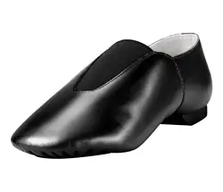 PU Leather Jazz Shoe Slip On Dance Shoes with Medium Elastics for Men and Women