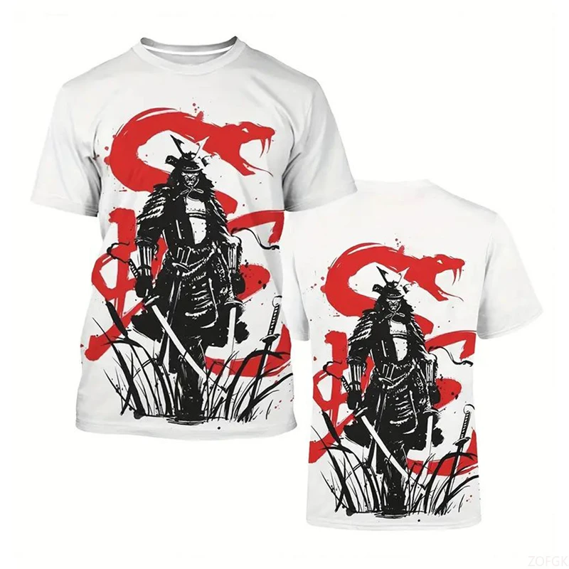 الاتجاه الياباني الساموراي الرسومات تي شيرت للرجال موضة الصيف قصيرة الأكمام ثلاثية الأبعاد مطبوعة الاطفال تيز كول الشارع الشهير Harajuku القمم #4