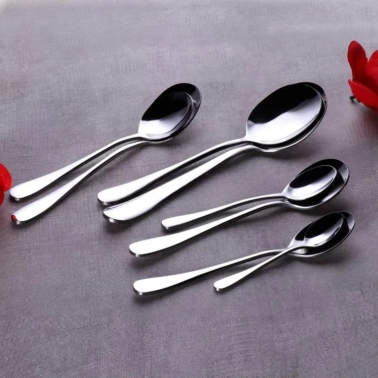 

Five Star Hotel Stainless Steel Tableware Set Elegant Silver Spoon Set for Wedding Banquet