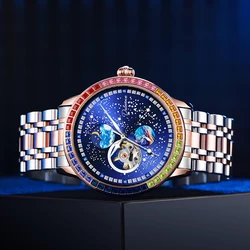 Men's Watch Fully Automatic Mechanical Watch Hollow Fashion Starry Sky Famous Watch Men's Watch Waterproof Fashion Watch