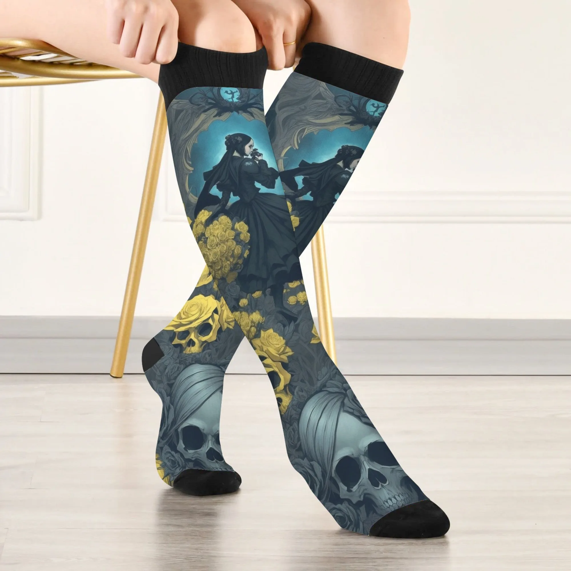 القوطية الرجعية عناصر الجمجمة الجوارب الطويلة الهيب هوب Harajuku سعيد الرجال والنساء الجوارب الجدة مجنون تصميم عادية حفلة هدية