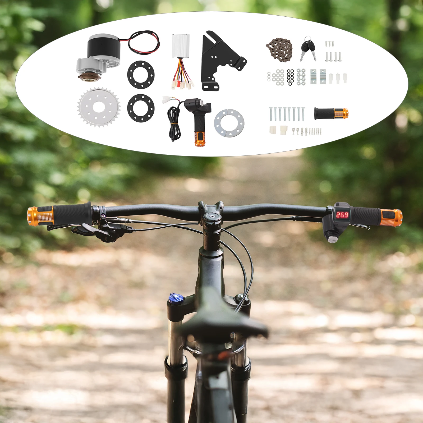 Kit di conversione bici elettrica 24V 250W, motore in rame puro spazzolato, kit di modifica bici elettrica con display a LED, installazione semplice