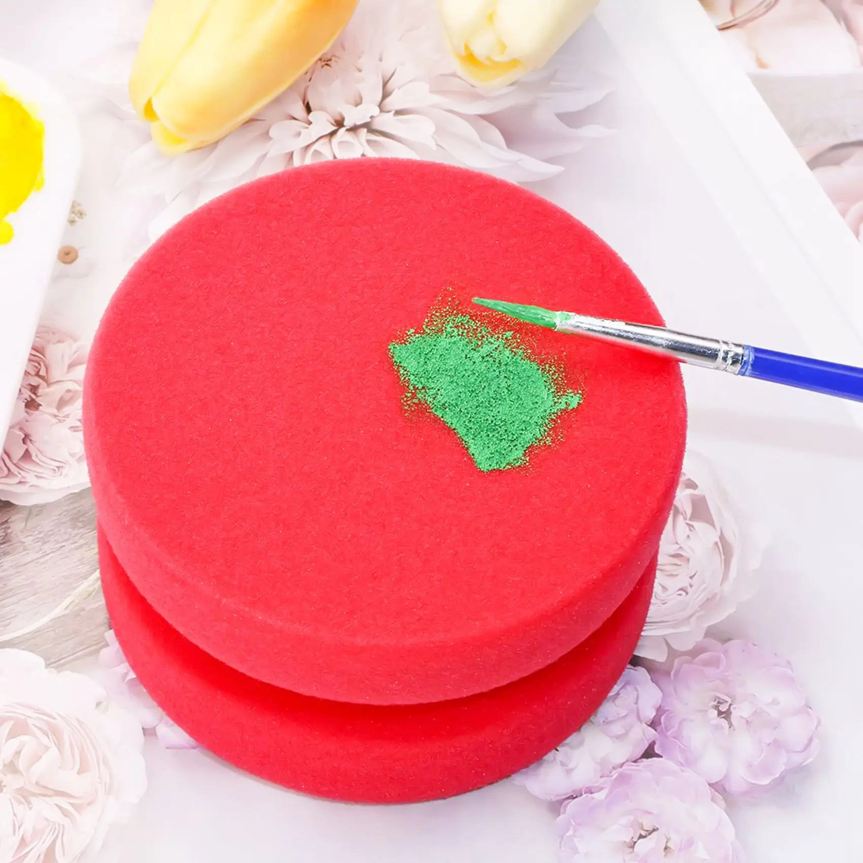 8 Pack Paint Sponge Applicator Detail Sponge Paint Round Wax Applicator Tire Shine Applicator (Red)