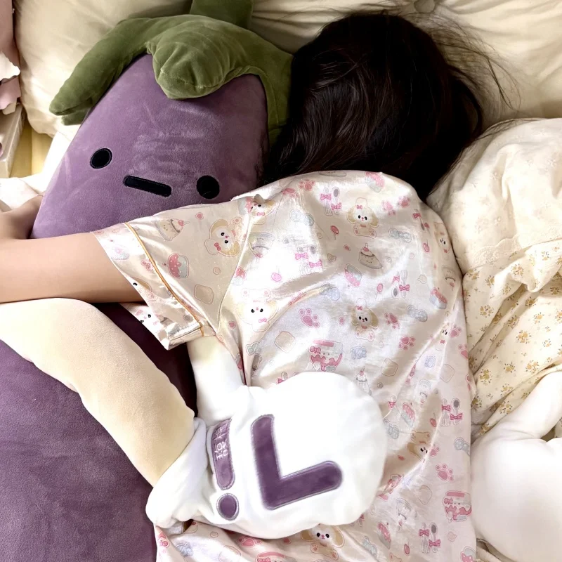 Eggplant King Sleep Pillow Graphene Heated Percussion Hug Pillow Three Adjustable Temp Settings Kids Sleep Aid Bed Use gift
