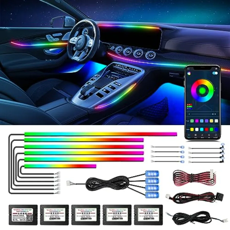 

【New model】Dreamcolor Acrylic Interior Car Lights - 18 in 1 RGB LED Strip Lights with APP Control and 213 Color Modes Decorativ
