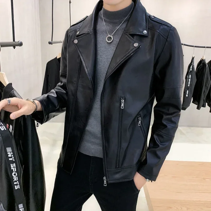 

Элегантная кожаная куртка для мужчин: черные мужские костюмы и пиджаки, повседневные люксовые дизайнерские модели, оригинальные однобортные пальто
