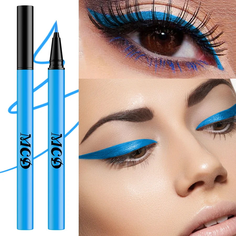 Eyeliner liquido 8 colori Penna eyeliner color neon Impermeabile Uv Blacklight Fluorescente Viso Vernice per il corpo Trucco Giallo Viola Rosso