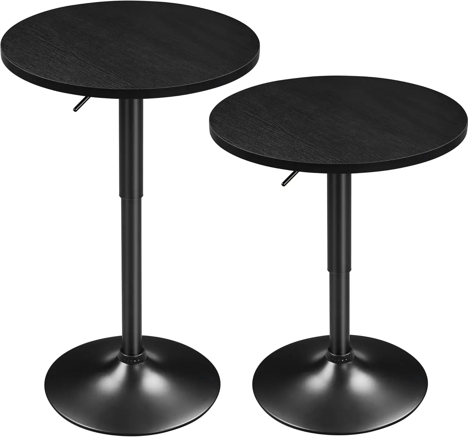 Round Bar Table, Adjustable Height and 360° Swivel Bar Tables, Cocktail Table with MDF Top, Silver Leg Base for Bar, Bistro, Caf