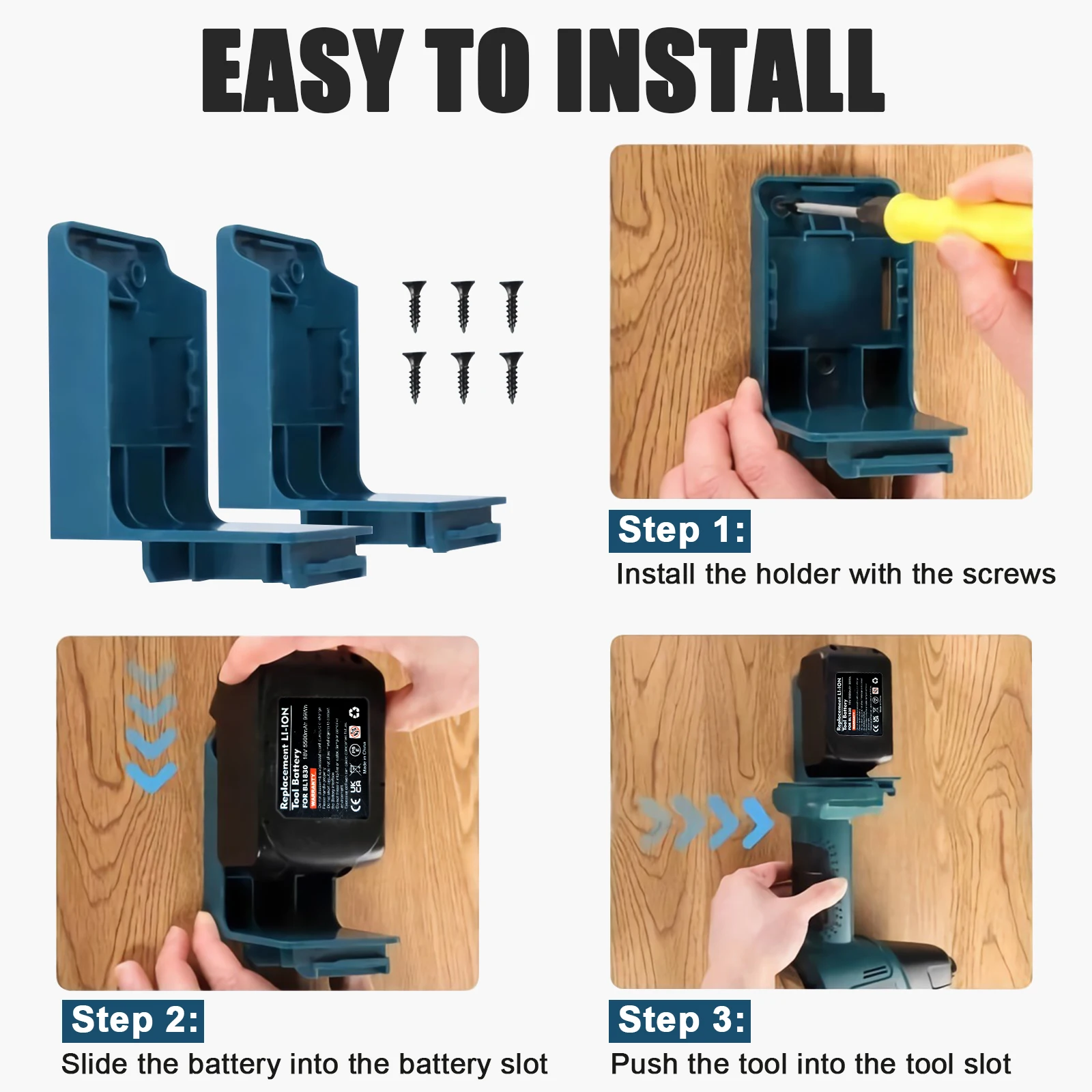 Battery Holder Power Tool Mount Holder 2-in-1 Stand For Makita 18V Battery For Bosch 18V Battery Tool Storage Rack Bracket