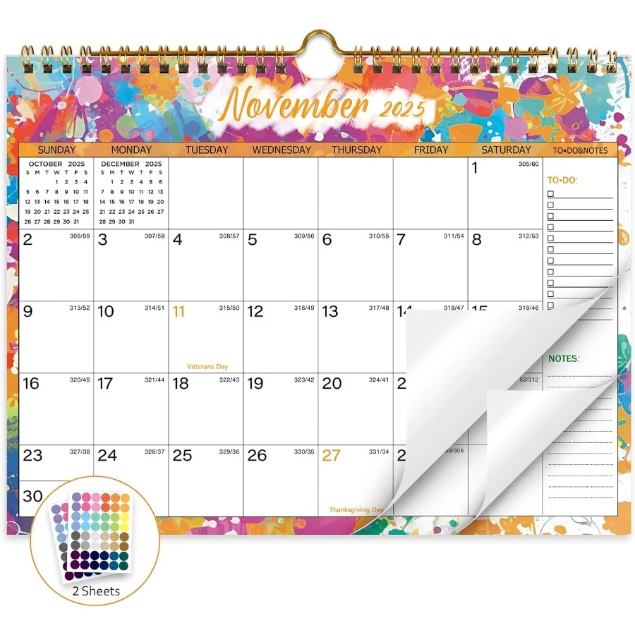 التقويم 20252026 18 شهرًا تقويم الحائط من يوليو 2025 إلى ديسمبر 2026 تقويم مع مواعيد جوليان 11 بوصة × 8.5 بوصة ملونة #1