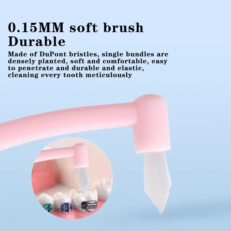 

Ортодонтическая межзубная щетка, 1 шт., с одинарной щетиной, мягкая, для чистки зубов, инструмент для ухода за полостью рта, маленькая головка, мягкая щетина, для ухода за зубами