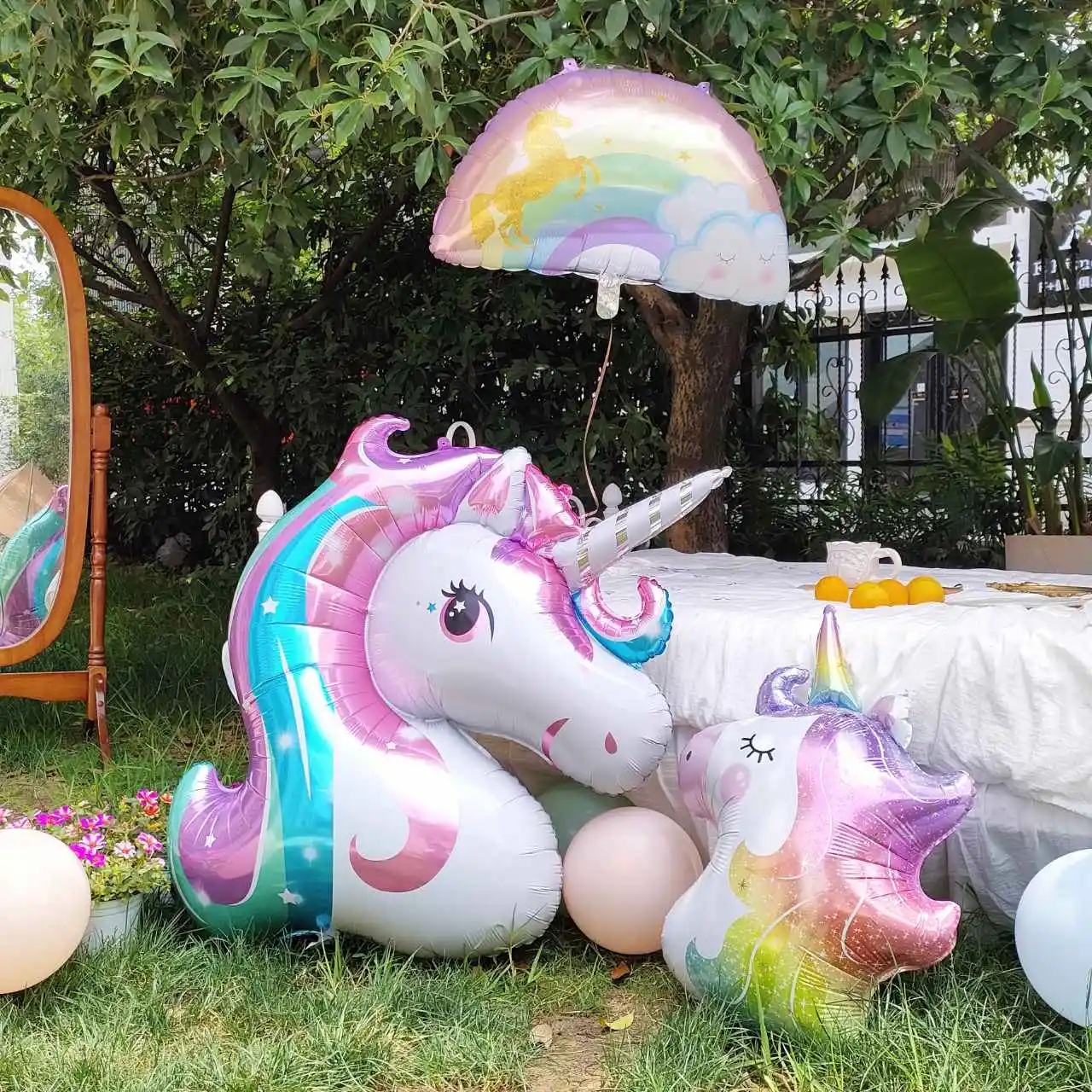 Large Rainbow Unicorn Helium Balloons 40inch Number Foil Balloons Unicorn Theme Birthday Girl Boy Party Decoration Baby Shower