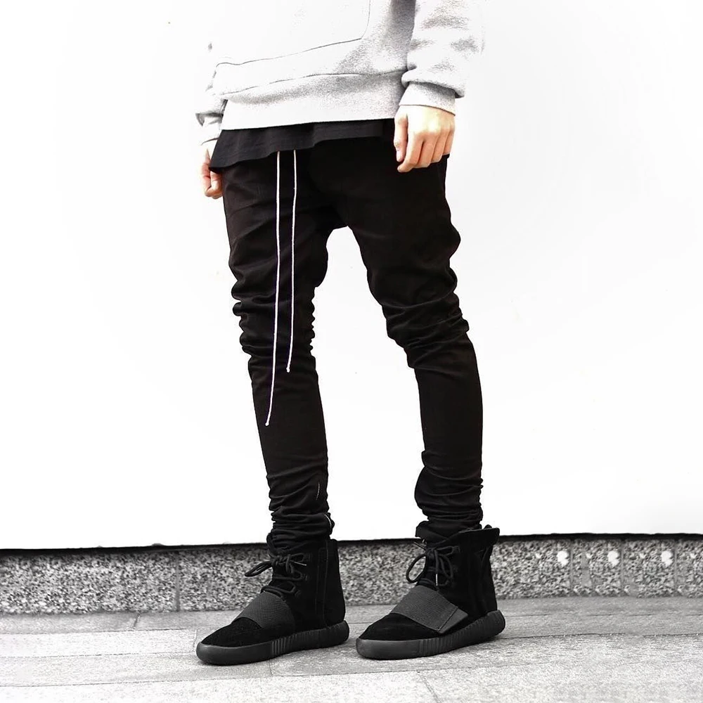 

Мужские брюки на молнии, облегающие, темные, однотонные, весенние, в уличном стиле, модные, молодежные, универсальные, повседневные, мужская одежда, новинка 2026 года