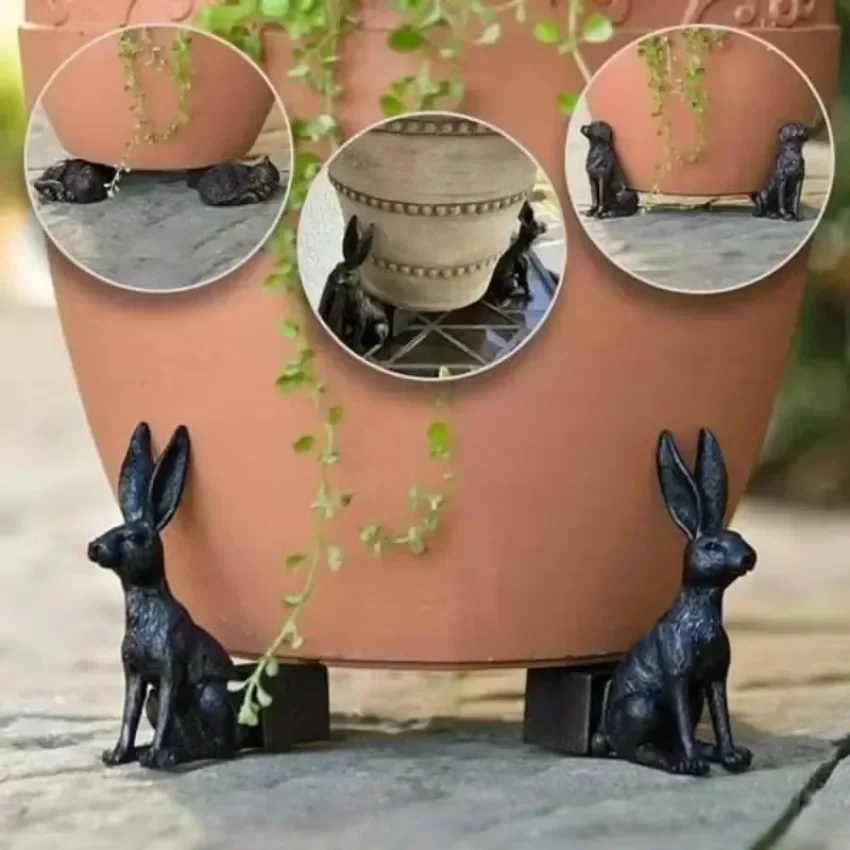 

3 Pcs Outdoor Garden Resin Foot Bonsai Holders Flower Pot Feet Stand Animal Shape Cat Dog Plant s Risers Pad Tray Plant saucer