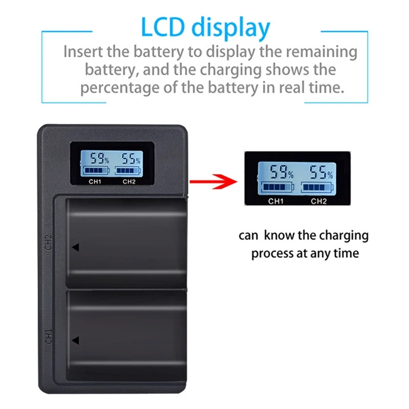 USB LCD Camera Battery Charger For Sony NP-FZ100 Compatible With A7R III A9 A66 Models